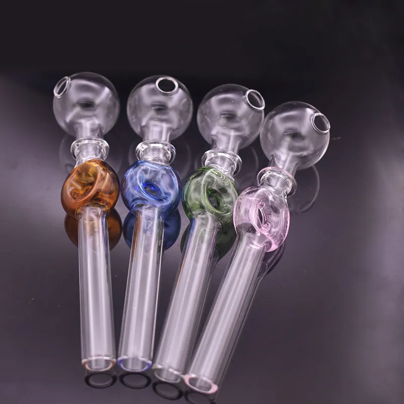 10 pièces Pipes à fumer en verre Pyrex tuyau de brûleur à mazout Mini petite pipe à main huile ongles accessoires de fumée eau brûlante à la main pour Dab Rigs Tube tabac outil d'herbes sèches