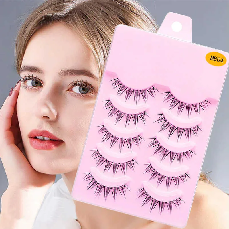 3 PCFALSE ESHELASHES LEKOFO 5 Пары 3D Mink Manga Lashes Faux Cils Корейские натуральные фальшивые ресницы Удлините