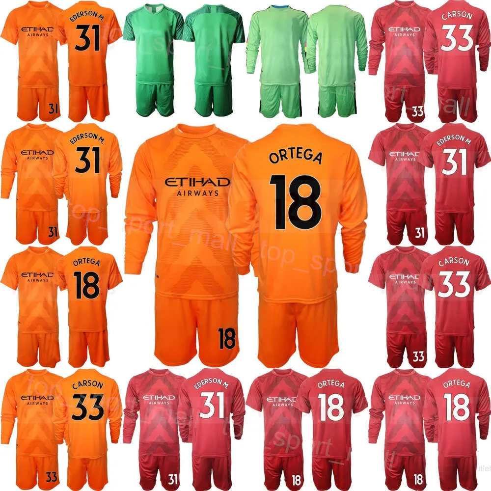 Club Team Men 22-23 Soccer Goalie 18 Stefan Ortega Jerseys Set Goalkeeper Long Sleeve GK 1 Claudio Bravo Joe Hart 31 Ederson Moraes Football Shirt Kits ManCheng