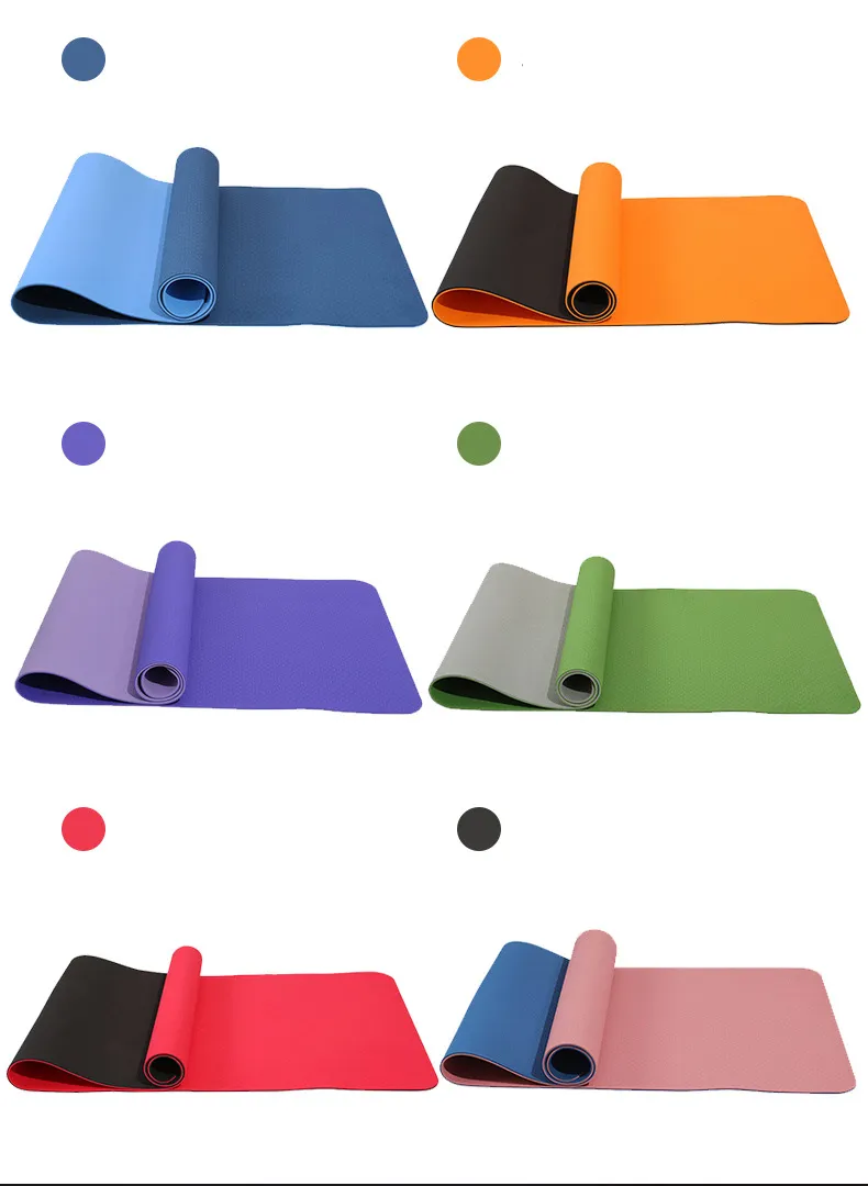 Tapis de yoga 6 mm pour entraînement à domicile Tapis d'entraînement antidérapant Tapis d'exercice écologique Tapis de gymnastique Tapis de Pilates Tapis d'entraînement pour yoga Pilates Gym au sol Bicolore