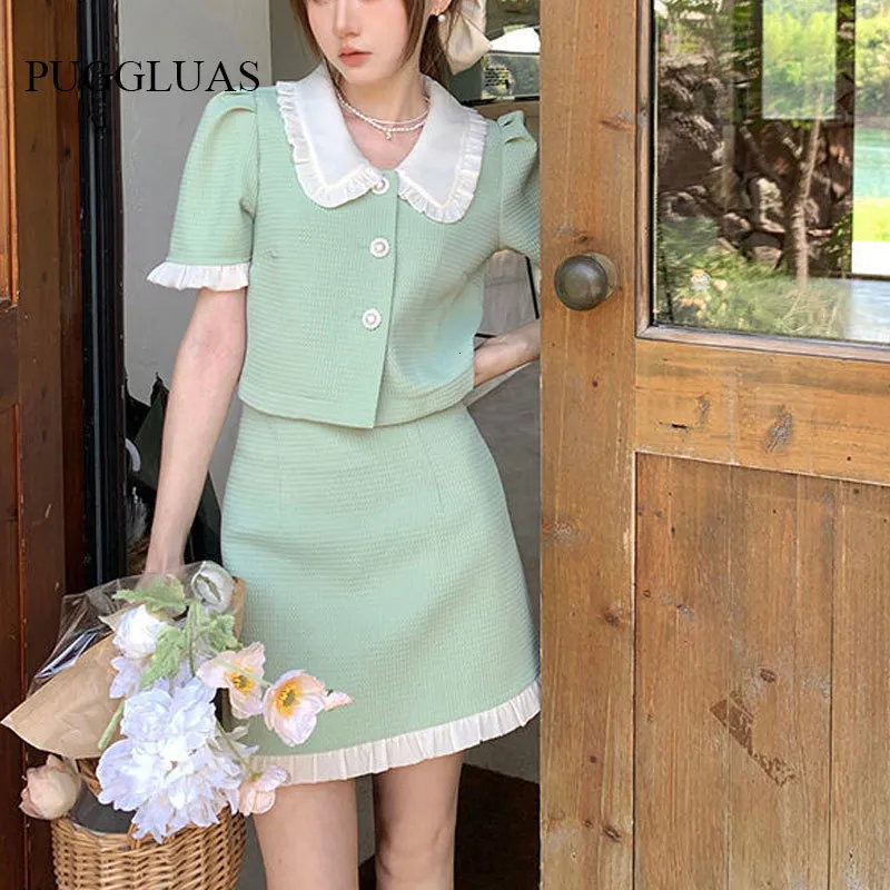 two piece green dress Two-Piece Green Sequin One-Shoulder Fringe Short Party Dress – Modsele main image 1