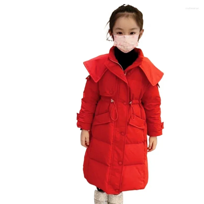 Down Coat Girls 'Pamuklu Bebeğin Kış Diz Kalın Sıcak Kids Ceket