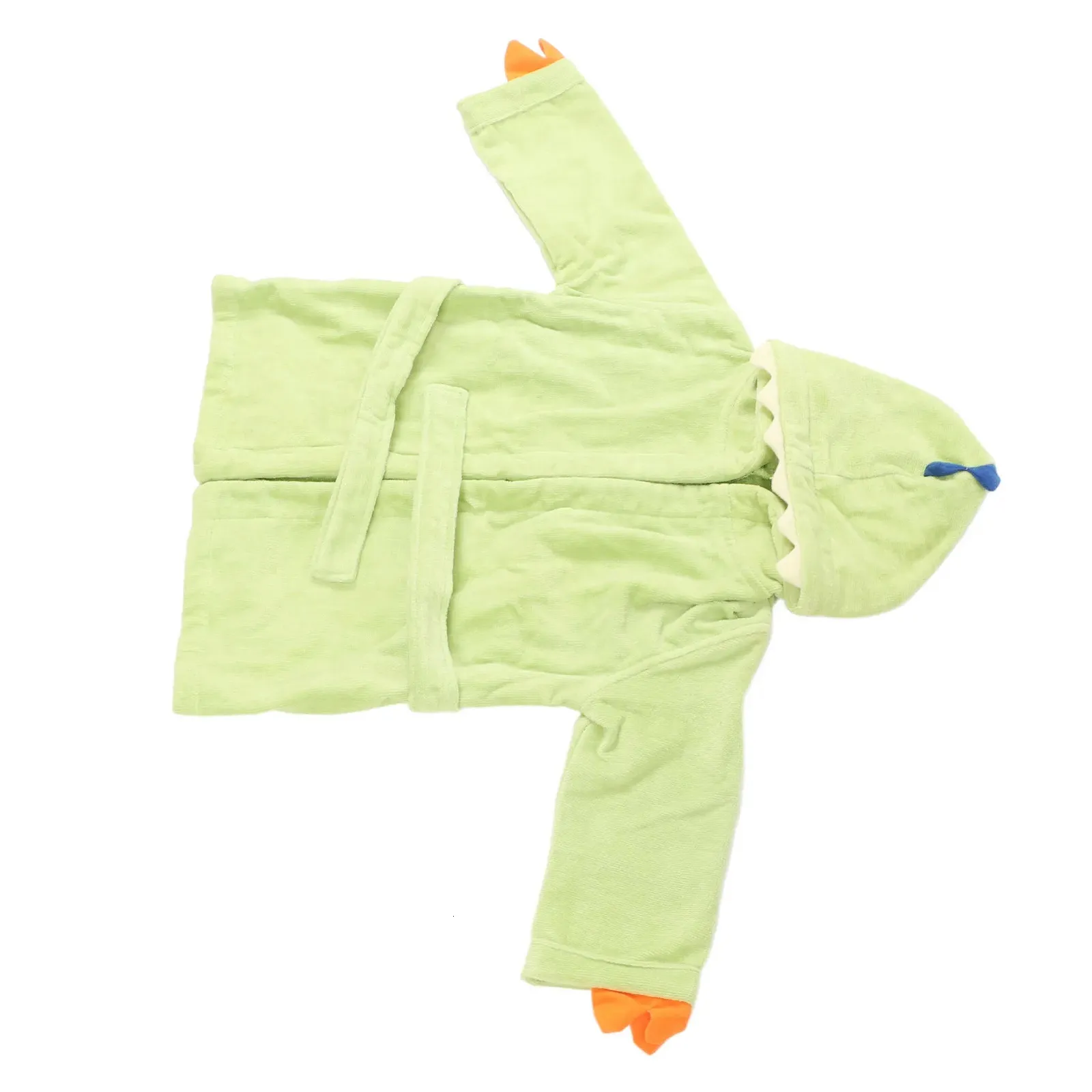 Pajamas Animal Children Bathrobe Pure Cotton Dinosaur Style Home Yellow Green S Size Leisure Wear Nightgown Kids Robes 231128