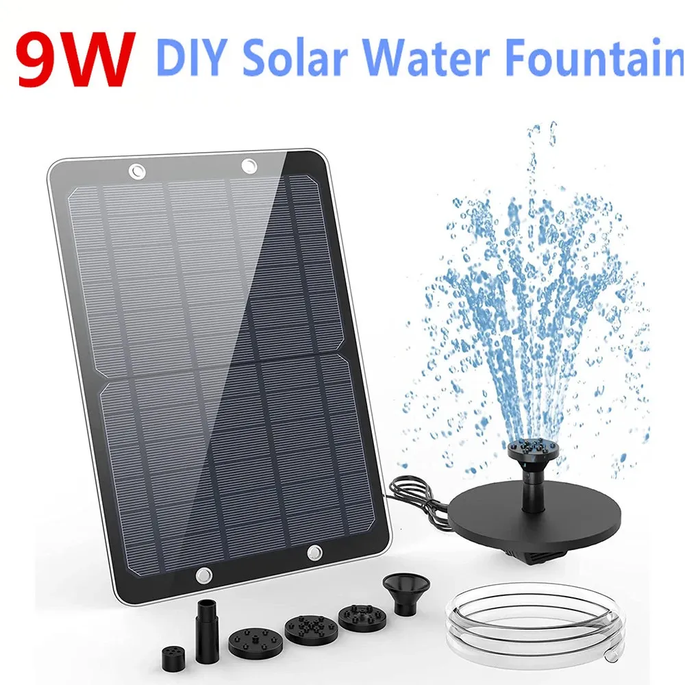 Decorações de jardim DIY 9W fonte de água solar para decorar com bicos tubo pássaro banho alimentado ao ar livre 231127