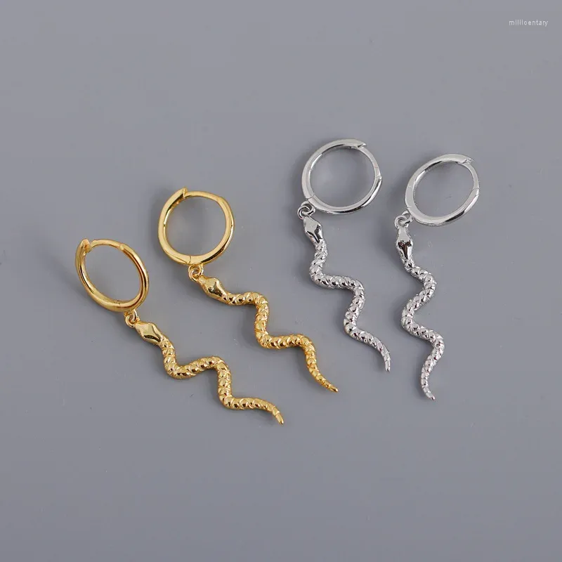 Creolen 925 Silber vergoldet Schlangenform Ohrring für Frauen Mädchen Party Hochzeit Schmuck Eh1084