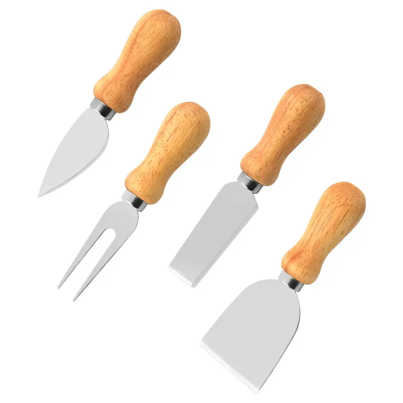 4pcs/Set paslanmaz çelik peynir bıçakları yuvarlak saplı peynir kesici peynir tahtası tereyağı spatula mutfak peynir araçları lx6258