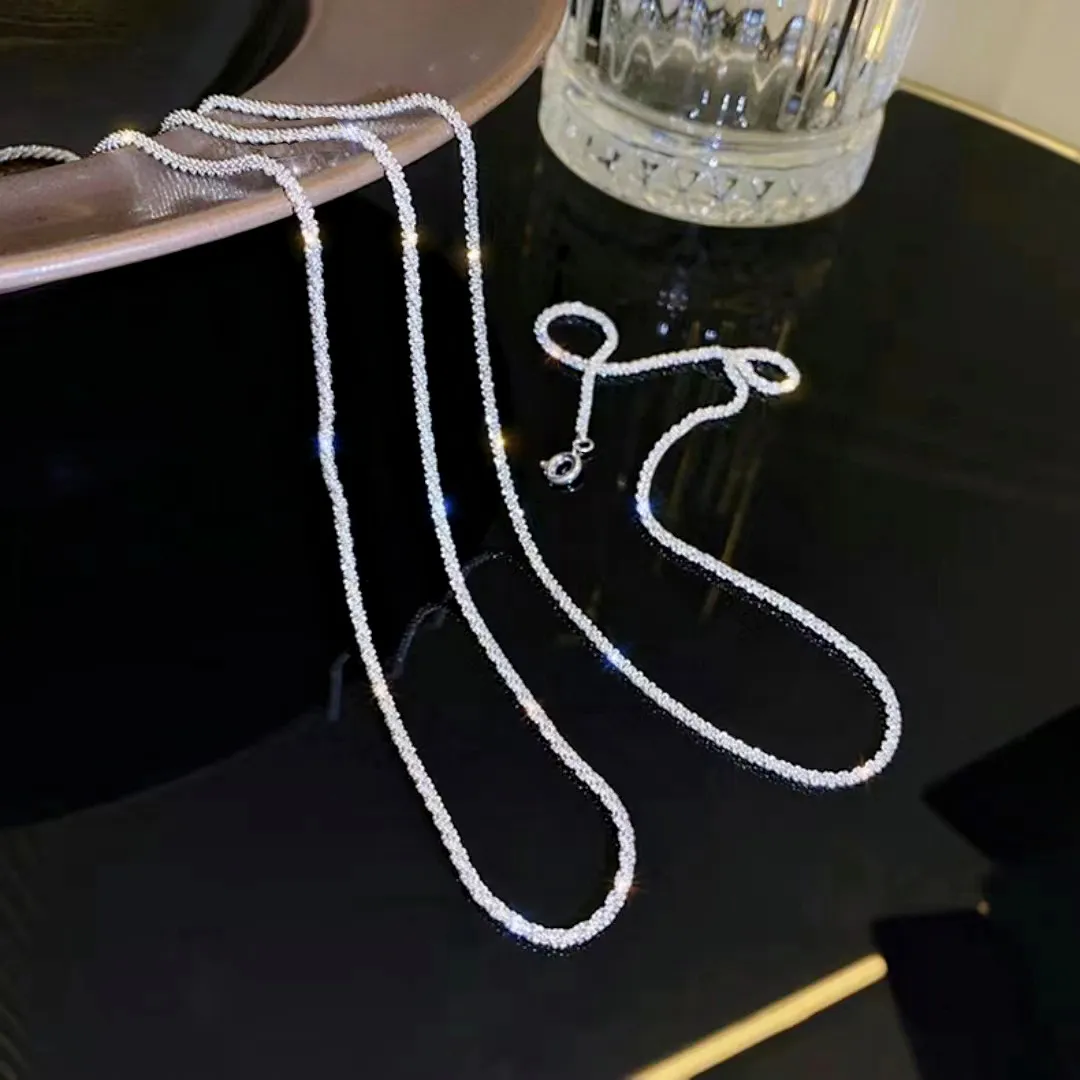 S925 Sterling Pure Silver Sparkling Necklace Chains Versatile Luxury Popular High Grade Shining Sky Star Collar Chain Cauliflower Jewelry Wholesale
