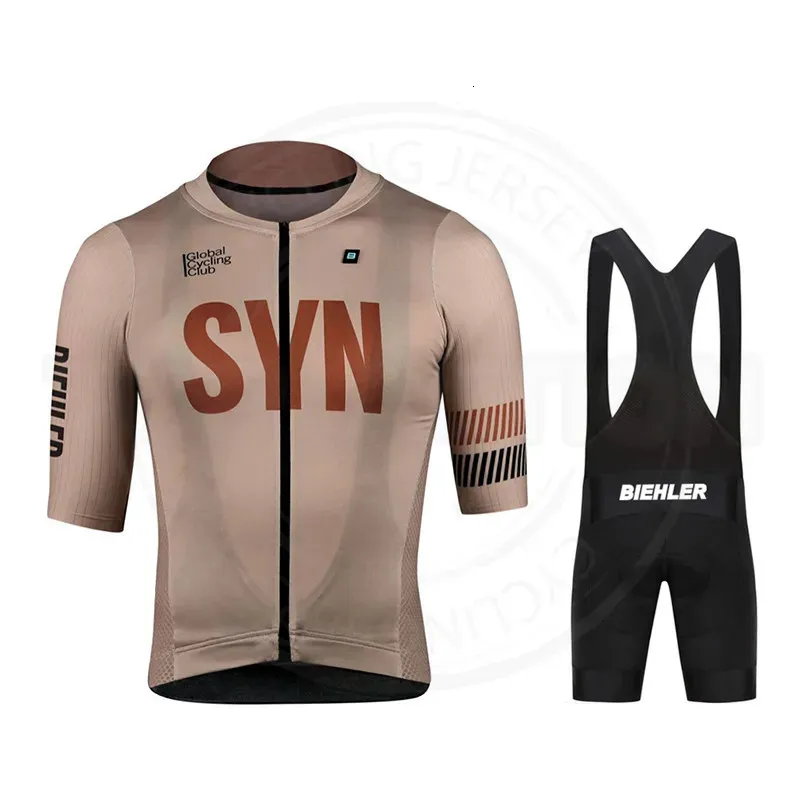 Cykeltröja sätter Biehler Short Sleeve Men Syn Clothing Top Ropa Ciclismo Hombre Summer Mountain Bike Uniform 231127