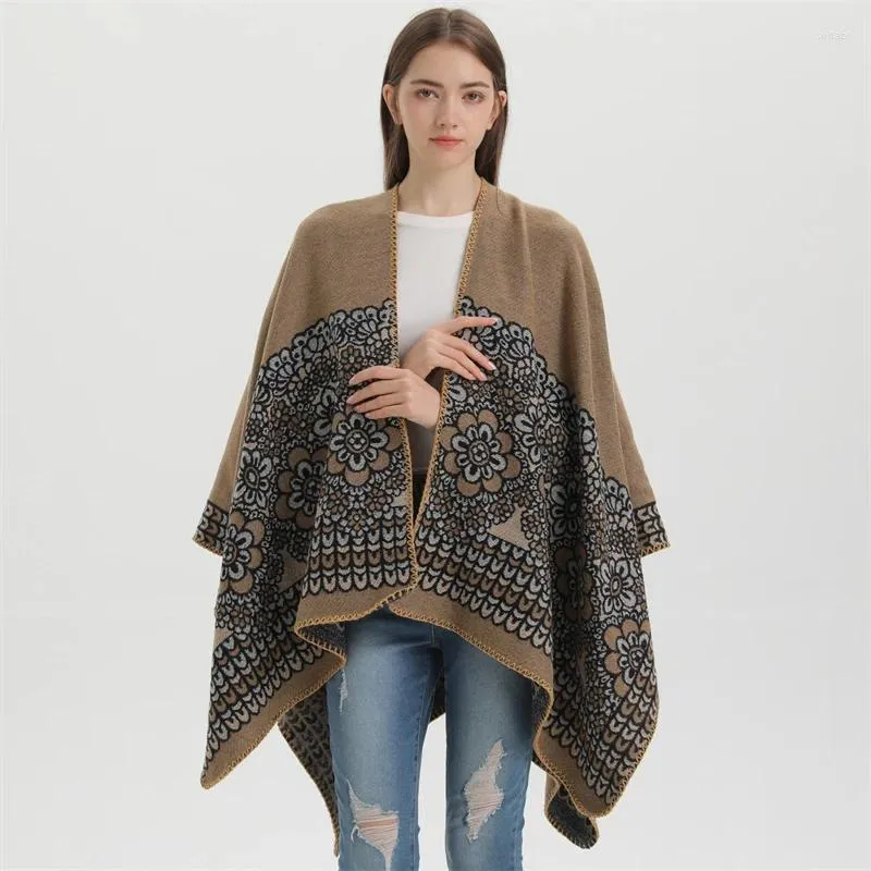 Scarves 2023 Cashmere Leather Manga Flower Grass Poncho For Women Striped Patchwork Scarf Shawl Luxury Stripe