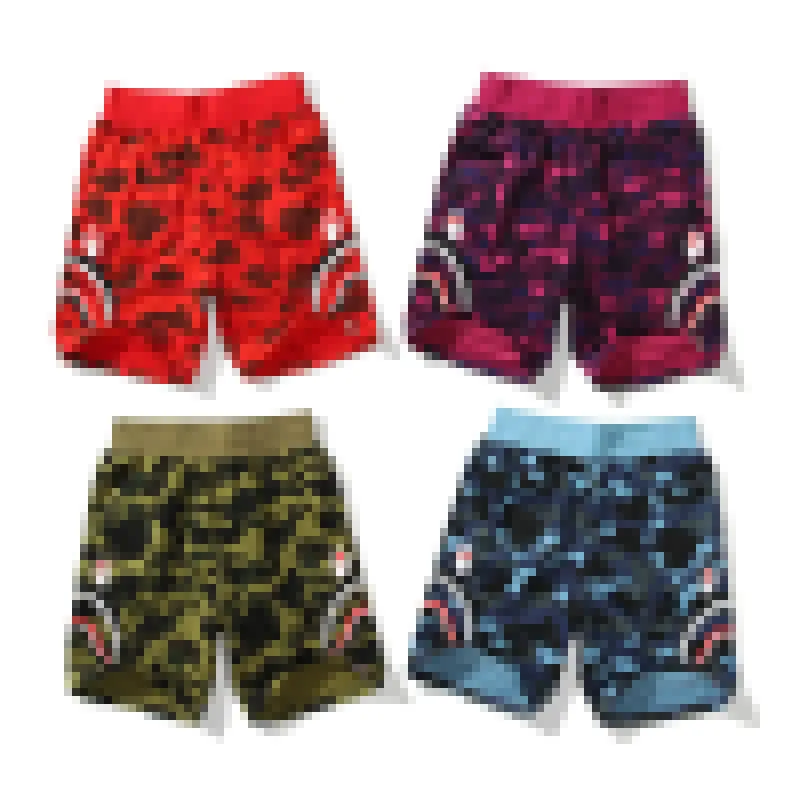 New A Bathing Ape BA PE Camo Shark Shorts Side Beach