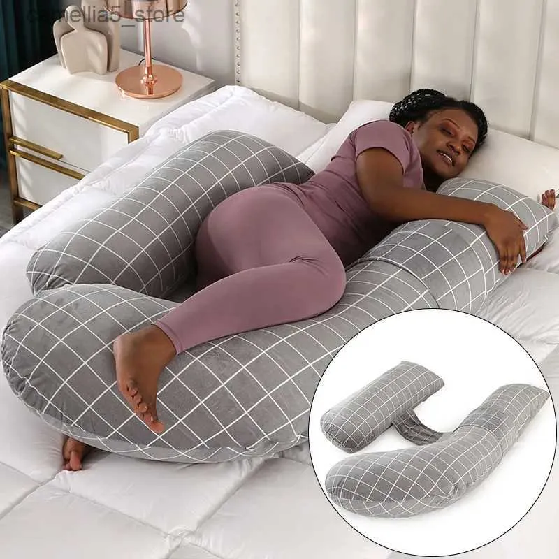 Oreillers de maternité Support de taille de type H oreiller de couchage ventral détachable cristal velours femme enceinte oreiller oreiller de grossesse oreiller complet du corps Q231128