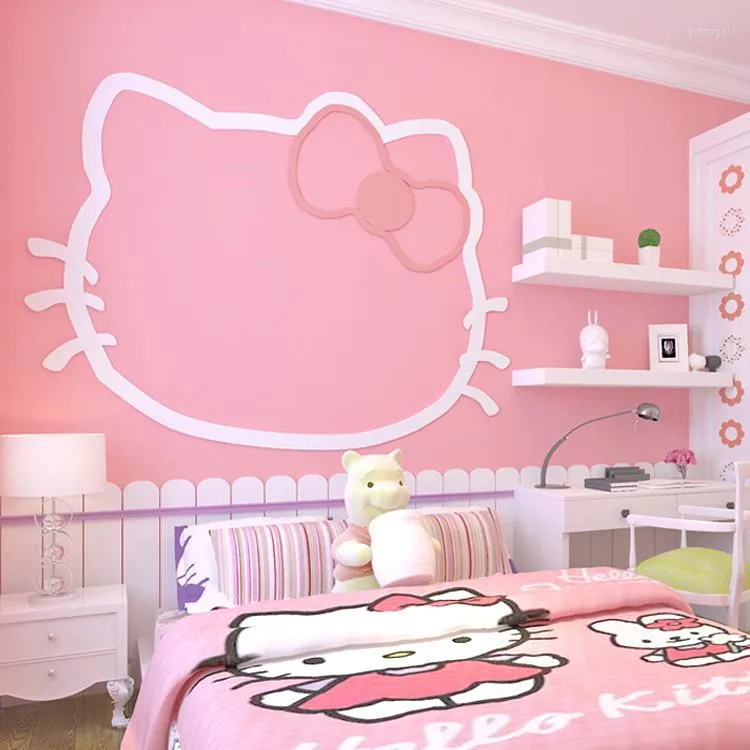 Fonds d'écran rose non-tissé tissu couleur unie chaud princesse chambre d'enfant papier peint salon de beauté fille coeur