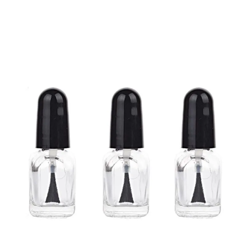 Mini bouteille en verre carrée de 2 ml avec brosse, conteneurs vides de vernis à ongles transparents, bouteille de colle en verre transparent pour échantillon Bcpmt