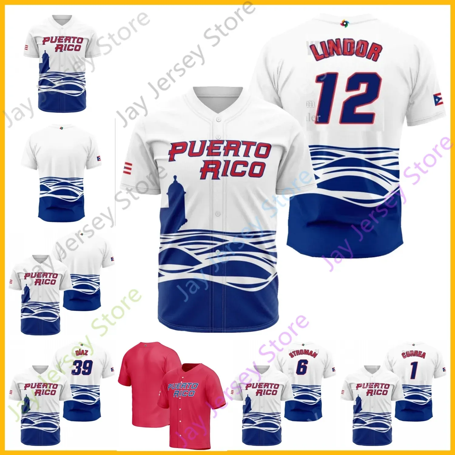 Custom 2023 WBC Team Puerto Rico Baseball Jersey World Series Cup