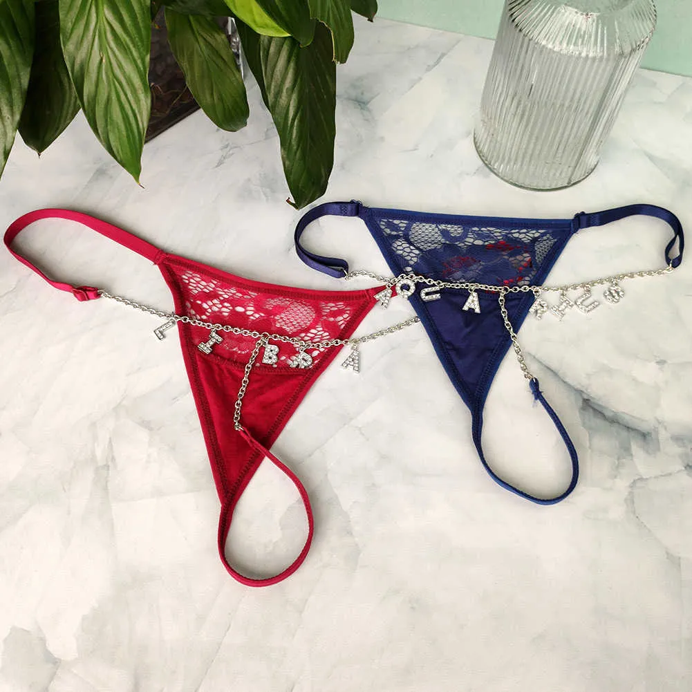 Briefs Panties Sexy Lace Panties Women Customize Crystal Letter