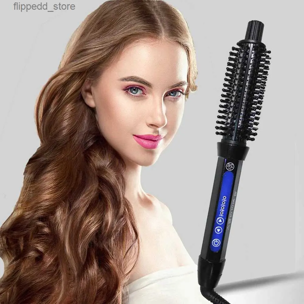 Curling Irons RUCHA Professional Curling Iron 2 In 1 Electric Hair Brush PTC Fast Heating Combs For Women Hair Curlers Roller 18-32cm Comb te Q231128