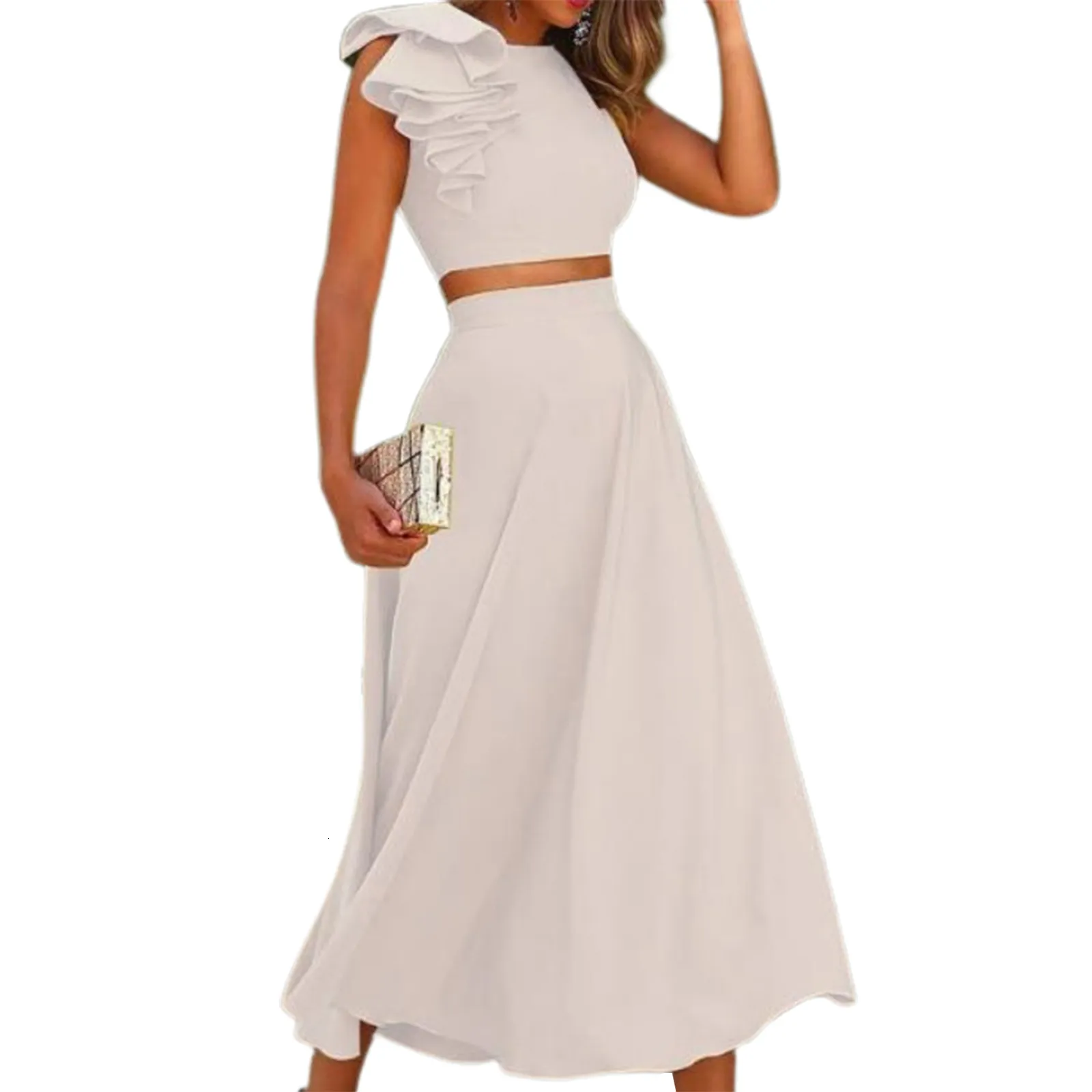 Ensemble 2 Pièces Femme Robe Longue Tricotée - Haut Ample & Jupe Moulante Élégante Hiver Décontractée Chic