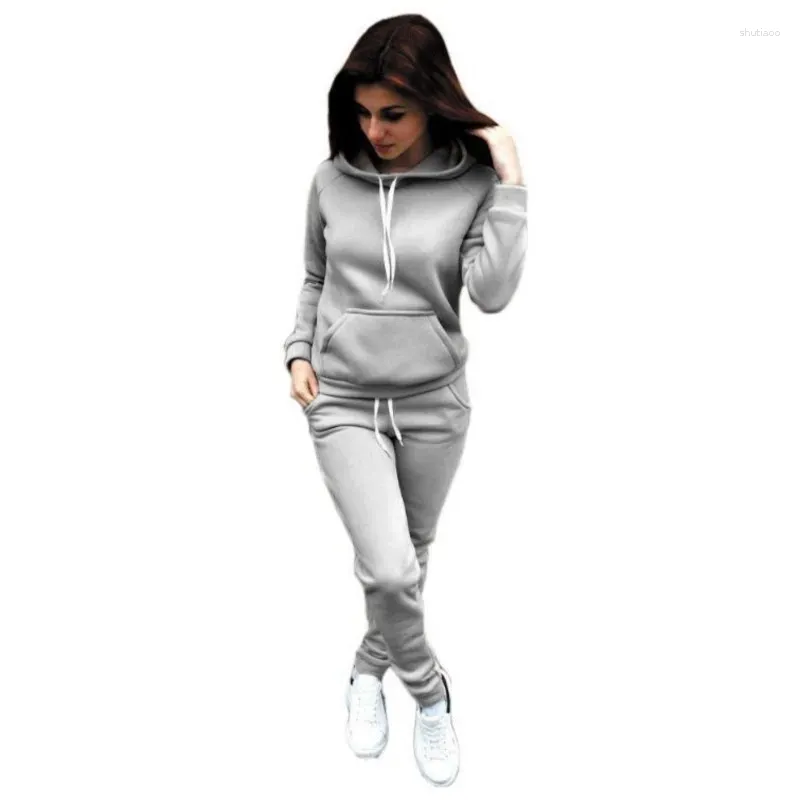 Women's Two Piece Pants 2024 Autumn Winter 2 Set Women Hoodie Tracksuit Pullover Sweatshirt Trousers With Pockets Suits