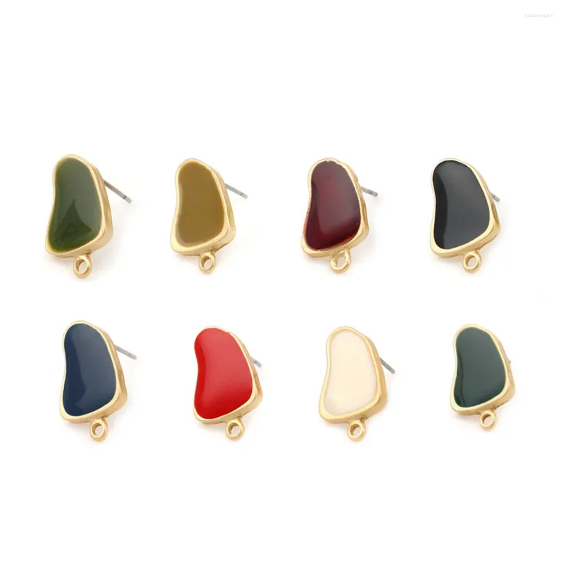 Orecchini a bottone 8 stagioni in lega di zinco smalto irregolare risultati per l'orecchio colore MaGold per orecchini fai da te creazione di gioielli 10 pezzi