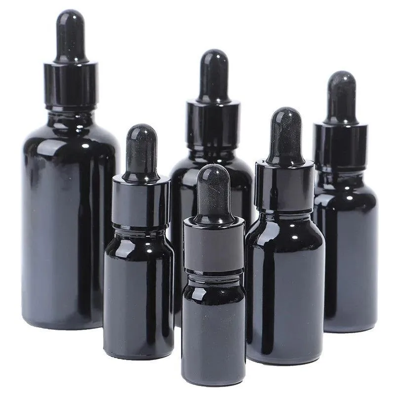 Tropfflasche aus Glas, 50 ml, schwarze Tinkturflaschen mit Brille, Augentropfer für ätherische Öle, Reisen, Aromatherapie, Labor, Tlevg
