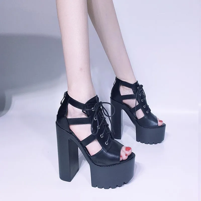 Dress Shoes 14cm Thick Heel Sandals Waterproof Platform Bottom Roman Size 40 High Heels Women's 2023 Summer Style