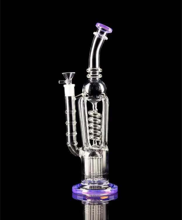 Glass Bong Recycle Oil Rigs 흡연 파이프 동결 가능한 수제 14 mm 관절 유리 수도관 재활용기 Dab Rig Water Bongs