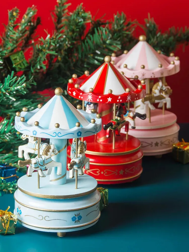 Christmas Toy Christmas decoration activity carousel octave box music box birthday gift children's new year decoration home decoration 231128