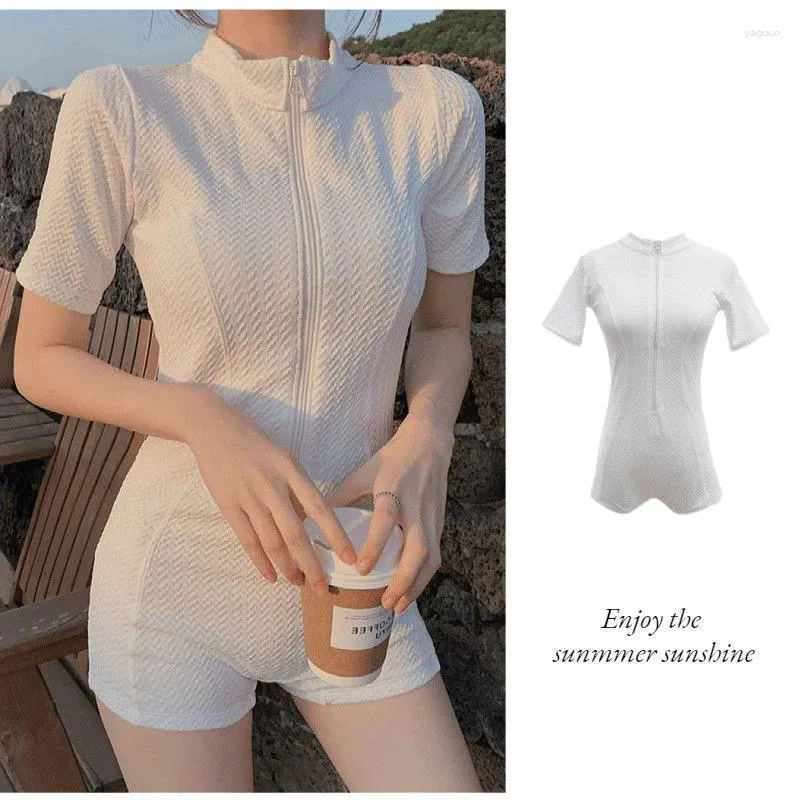 Roupa de banho feminina branco um pedaço maiô mulher fatos de banho waffle xadrez elegante praia macacão maillot de bain femme