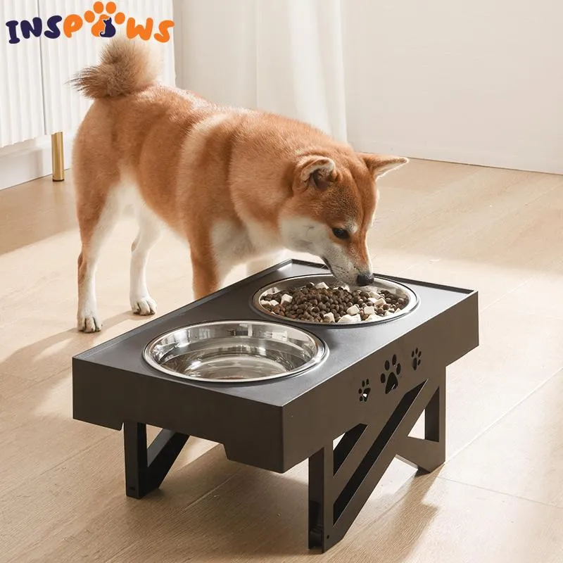 Ciotole per cani regolabili elevate per l'alimentazione Ciotole per acqua per alimenti di grandi dimensioni in acciaio inossidabile Alimentatori con supporto Ciotole doppie per l'alimentazione Tavolo di sollevamento per animali domestici