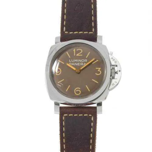 Paneraii PAM00663 Diseñador para hombre Luminormarina Clean Factory Watch marrón Dial lujo de acero inoxidable de acero inoxidable pulseras impermeables de alta calidad mecani de alta calidad