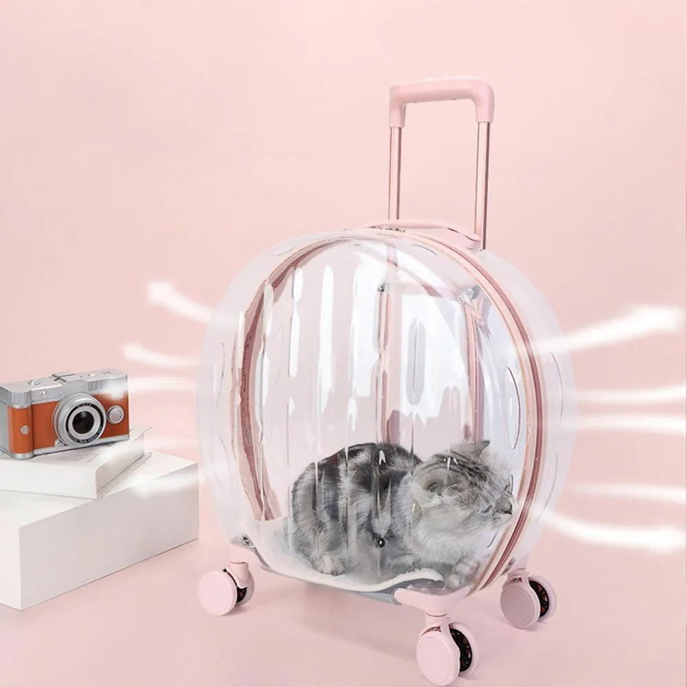 Carry Bag Cats Dogs Rolling Luggage Bag Bubble Box Portable Waterproof Pet Trolley Case Carrier for Puppy Small Dog Kitten