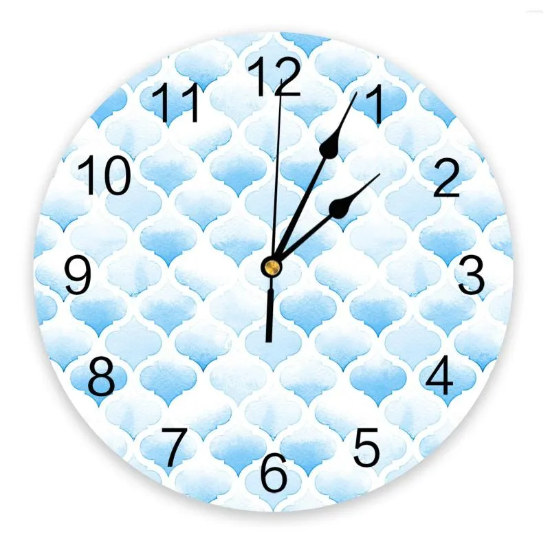 Orologi da parete Acquerello Marocco Orologio blu Design moderno Soggiorno Decorazione Cucina Silenzioso Home Decor