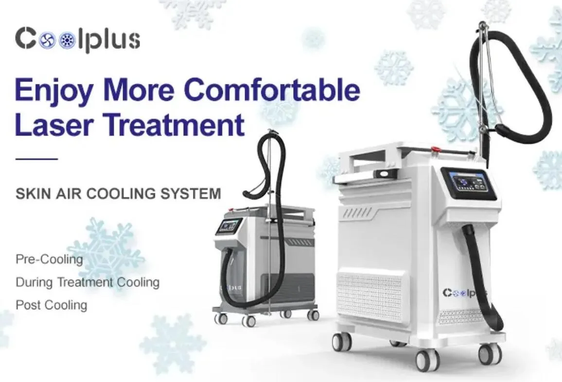 USA Importiertes COOLPLUS Skin Air Cooling System Verwendung für Lasergerät Zimmer Kryotherapie Schmerzreduzierungskühler für Laserbehandlung -40 °C Schönheitsgerät von DHL