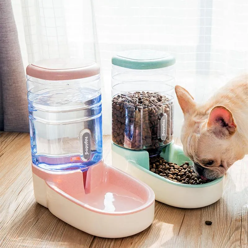 Matning Automatisk hundmatare Waterer Gravity Pet Food Dispensers Cat Water Dispenser stor kapacitet Förvaringsbehållare matvattenskål