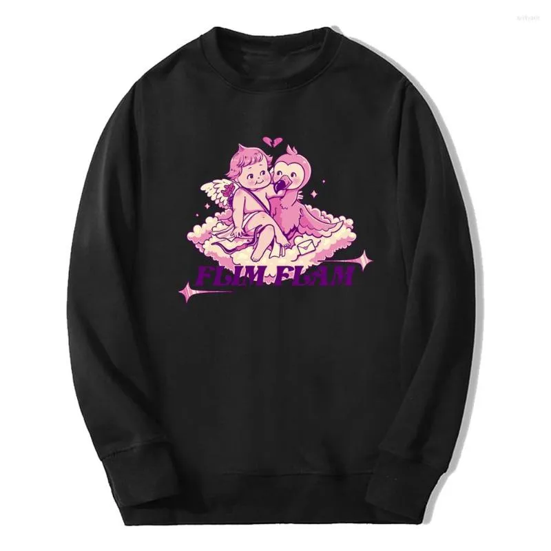 Erkek hoodies flamingo flim flam flam cupid müret mürettebatı uzun kollu kadın erkekler sweatshirt 2023 harajuku sokak kıyafeti komik kıyafetler