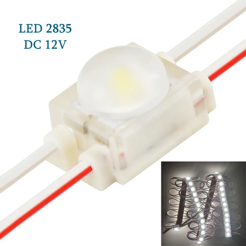 Mini LED -modul 1LED 2835 SMD DC12V 6000K Hög ljusstyrka Vattentät ljusbox Bokstavens annonseringsskyltar LED -linsmoduler Cool Vita utomhusljuslampor