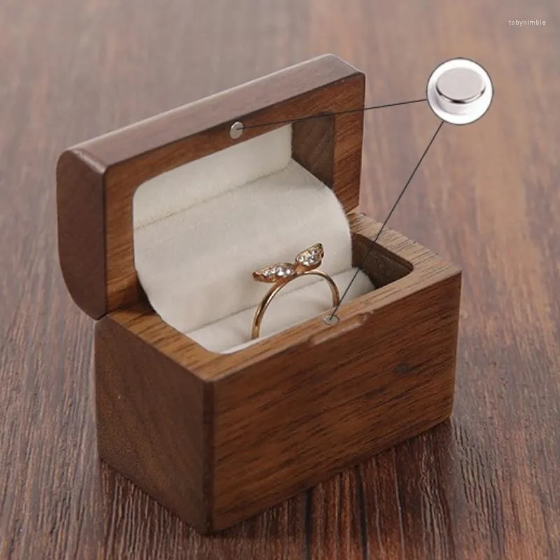 Sieraden zakjes bruiloft sieraden ring display stand solide houten opbergdoos vintage mannen en vrouwen draagbare reisverpakkingskast cadeau