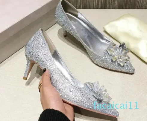 Sandálias românticas para vestido de noiva, sapatos elegantes romy femininos de bico fino com glitter, marcas de verão de luxo, salto alto feminino