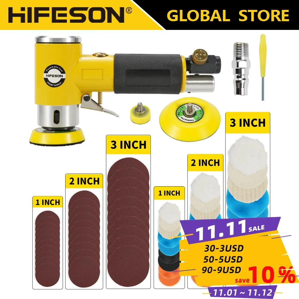 Hulpmiddelen Hifeson Mini Orbital 2/3 "Szlilerka Powietrza Pneumatyczne Polerka Szlificaa Bu pour double action orbitale PoLerka 80 Sztuk Sanderpa