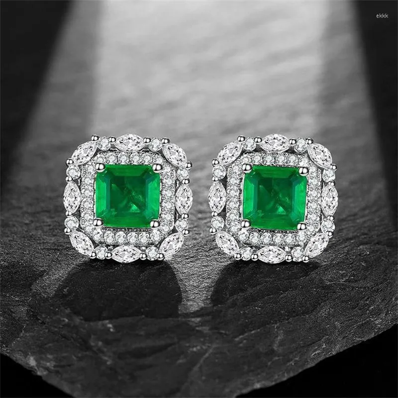 Dangle Earrings 925 Fashion High Grade Emerald 7 Ear Studs With Full Diamond Stud Jewelry Set Around For Women Amazon