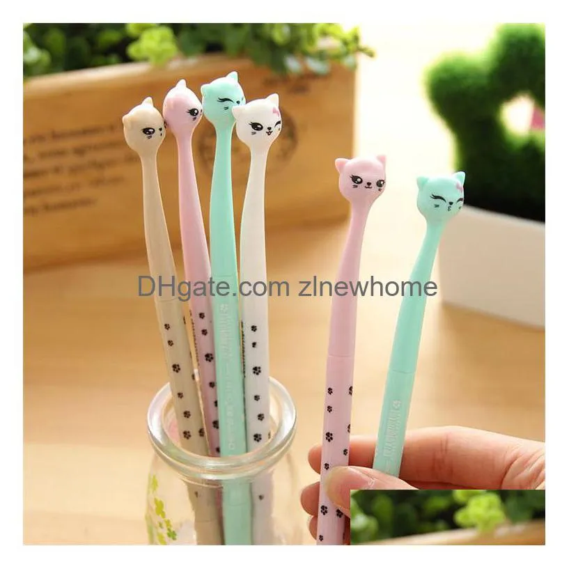 Jel Kalem Toptan Jel Pens 100 PCS Yaratıcı Kırtasiye Sevimli Kedi Nötr Kalem Karikatür Kalite İmzası Kawaii Okul Malzemeleri Dr Dhdzs