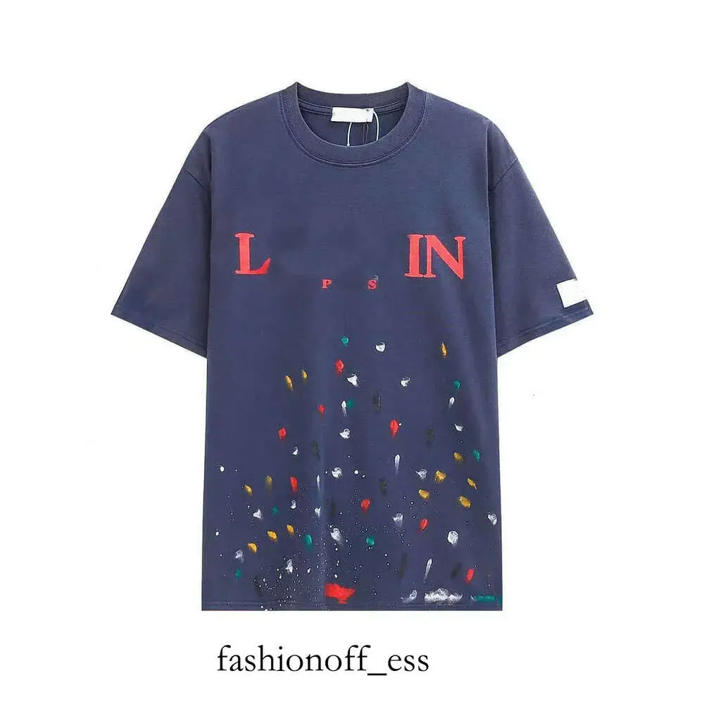 2023 Designer Luksusowa koszulka Lanvin klasyczny ręcznie malowany graffiti T-shirt z krótkim rękawem dla mężczyzn i kobiet