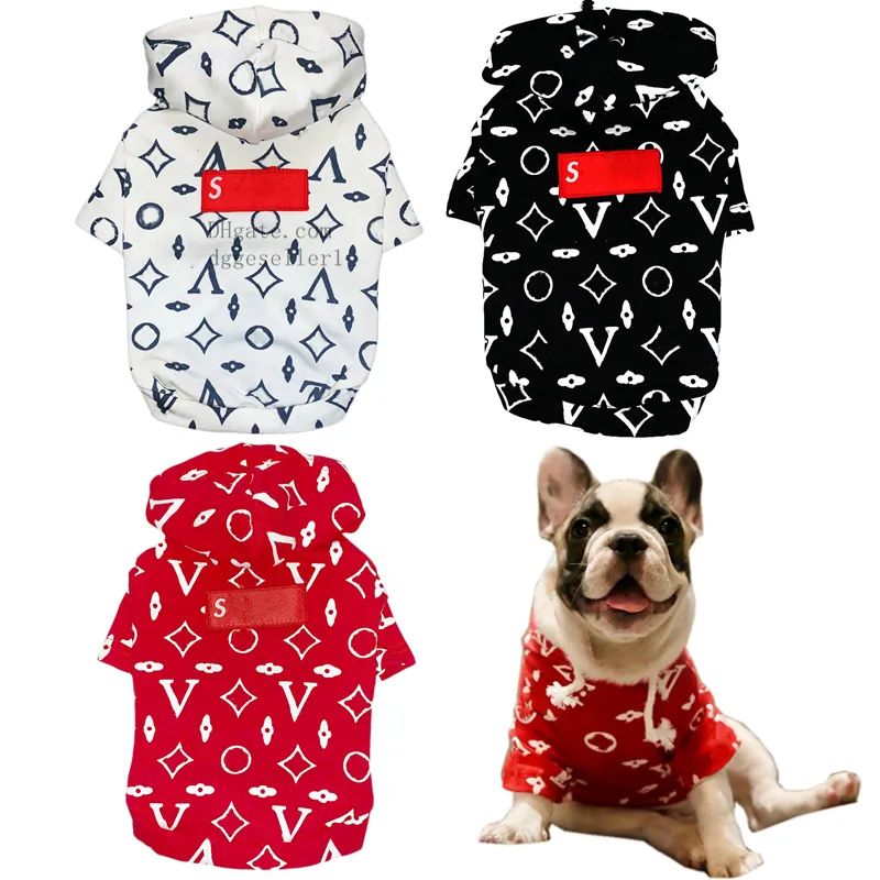 Designer roupas para cães marca vestuário de algodão cães hoodie clássico carta cachorrinho moletom cachorrinho roupas de inverno outerwear pet casaco com capuz casacos de gato vermelho xxl a884