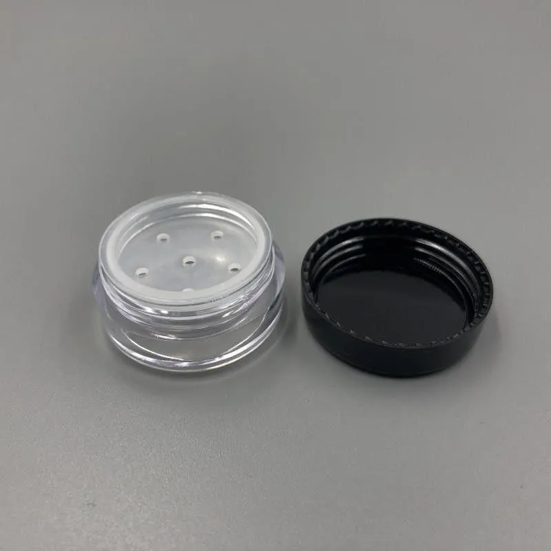 1g ml plastpulver puffbehållare burk fodral makeup kosmetiska burkar möta pulver blusher lagringslåda med sifter lock icikt