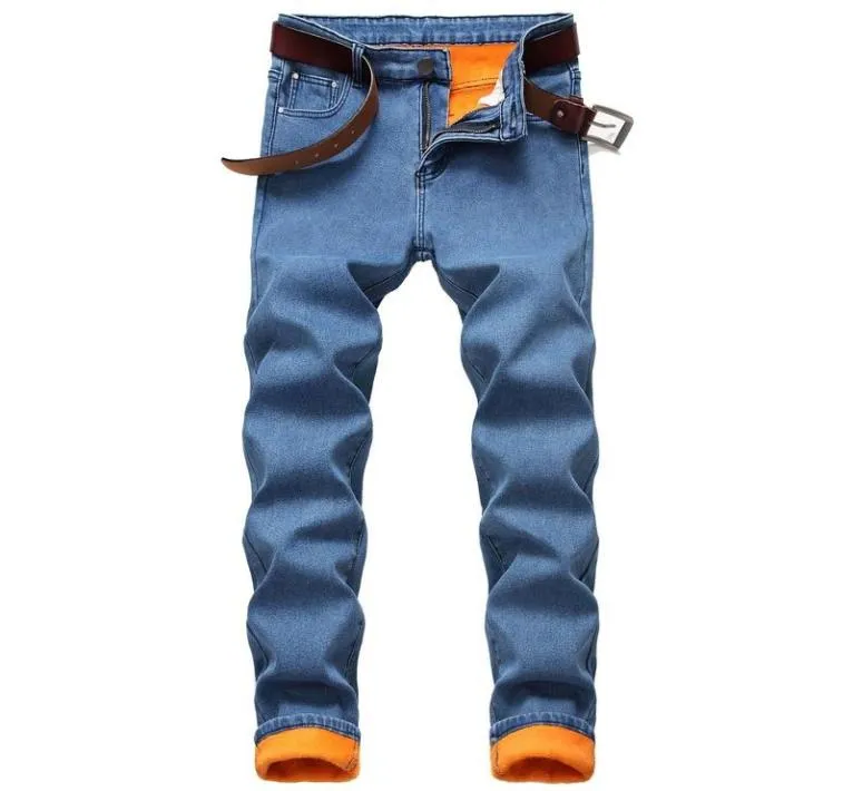 MEN039S Jeans Mens Kış Termal Sıcak artı Polar Düz Akıllı İnce Fit Pantolon Çizgalı Pantolon Erkekler Kalınlaştırıcı Denim1965143