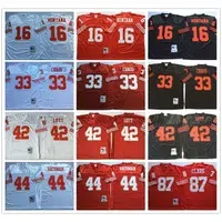 Jersey Vintage   16 Joe Montana Shirt 33 Roger Craig 44 Tom Rathman 87 Dwight Clark 42 Ronnie Lott Stitched Mens Football Jerseys