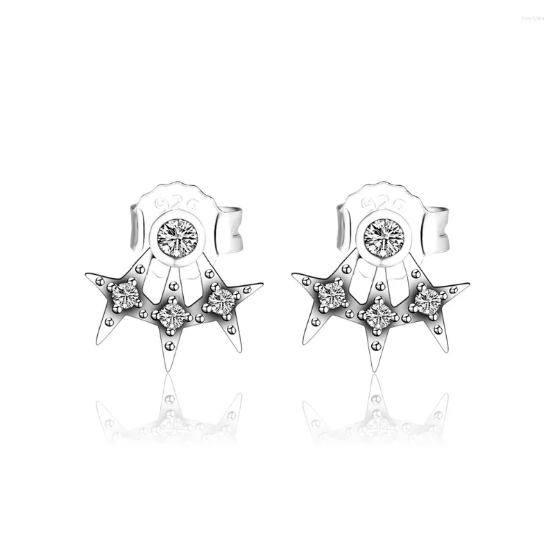 Stud Earrings Twinkle Triple Star Studs Earring CKK 925 Sterling-Silver-Jewelry European Style Party Jewelry Birthday Gift For Women Girls