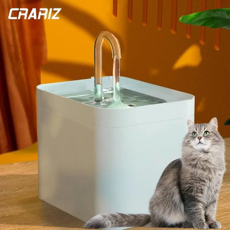 Fournitures CRARIZ Fontaine d'eau automatique pour chat USB Bol d'abreuvoir électrique pour chat muet 1,5 L et distributeur d'eau de filtration Accessoires pour chiens et chats