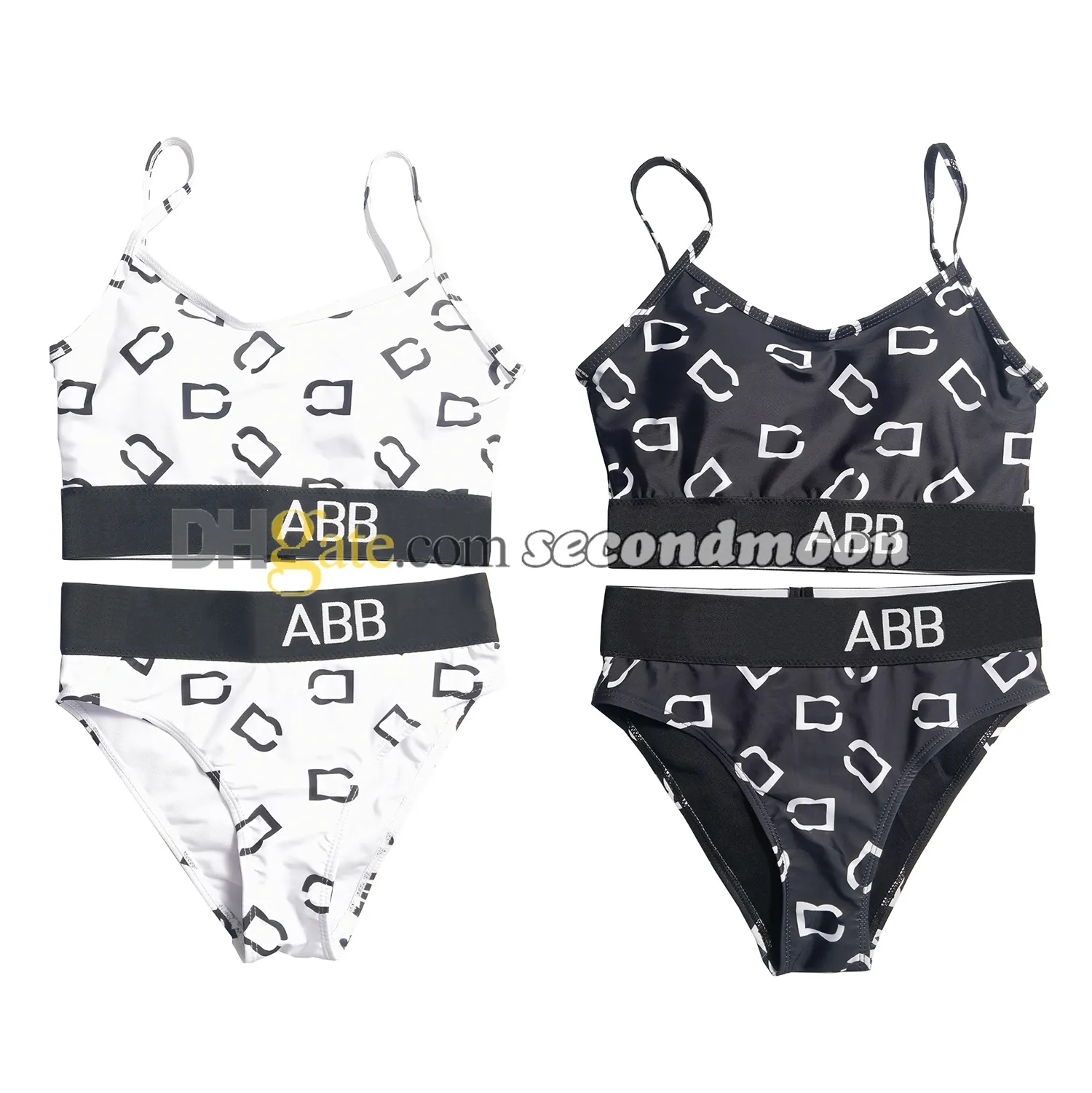 Letters singelband bikini's set dames zwemtanktop elastische taille zwemkleding mode spit badpak