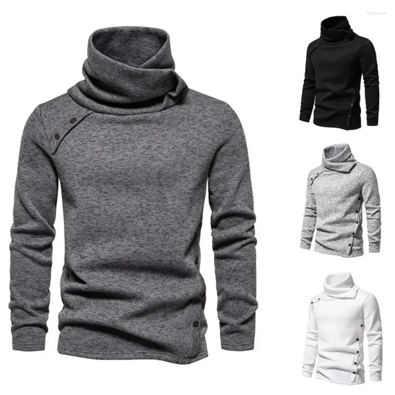 Camisolas masculinas tpjb homens camisola sólida pullovers empilhar colarinho primavera e outono desgaste fino moda undershirt tamanho bom stretchability